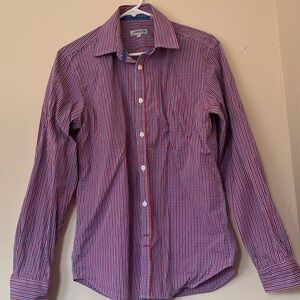 Classic Red and Blue Striped Dress Shirt